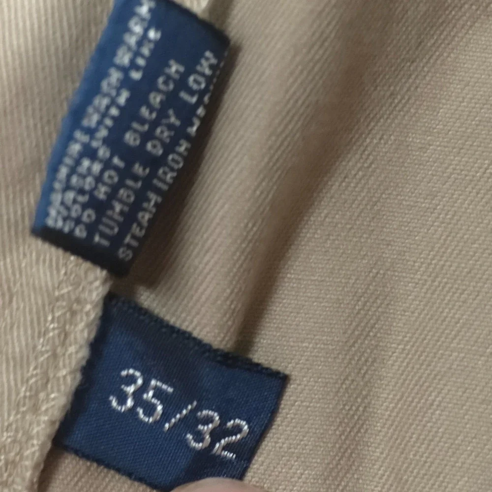 VTG Polo Ralph Lauren Hammond Pant Mens 35x28* Beige Chino Pleated Cuffed READ